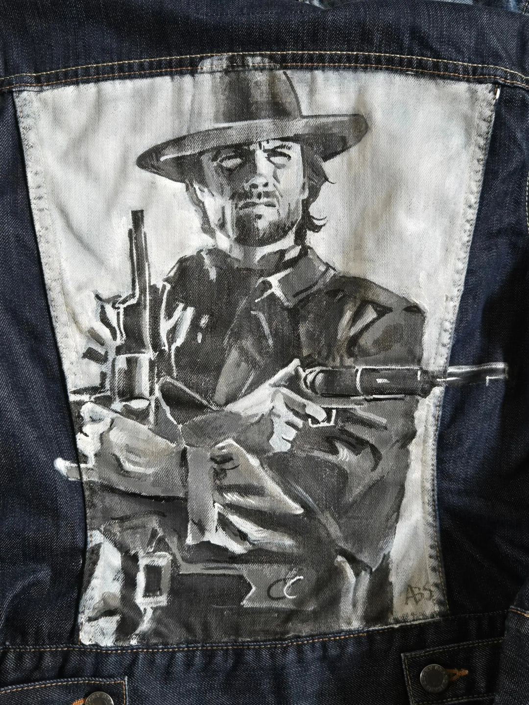 Clint Eastwood Denim Jacket: A Tribute to the Man with No Name Pop Brush - Adam Benet Shaw