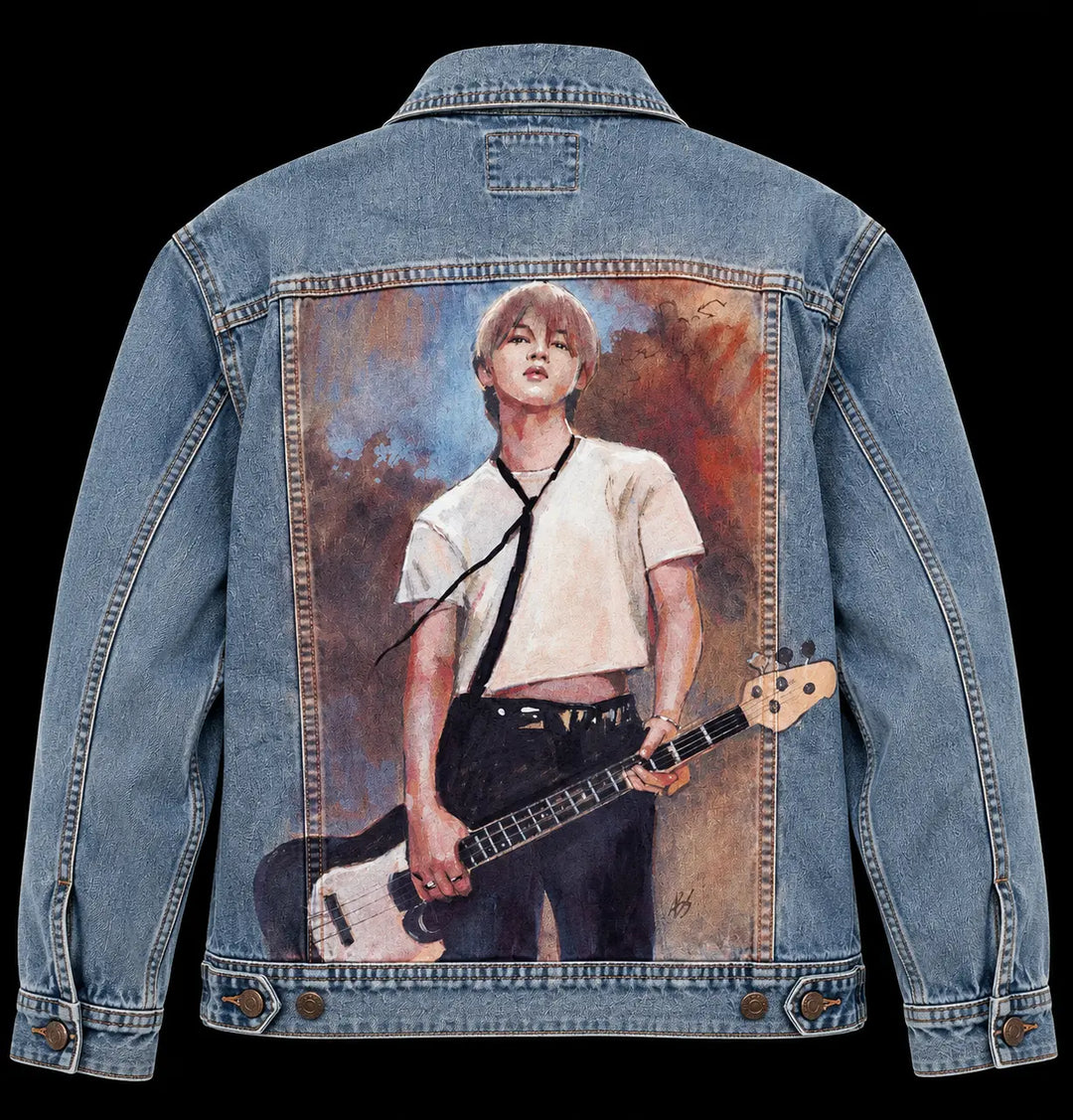 Jimin BTS Custom Denim Jacket: A Hand-Painted Tribute to His Artistry Pop Brush - Adam Benet Shaw