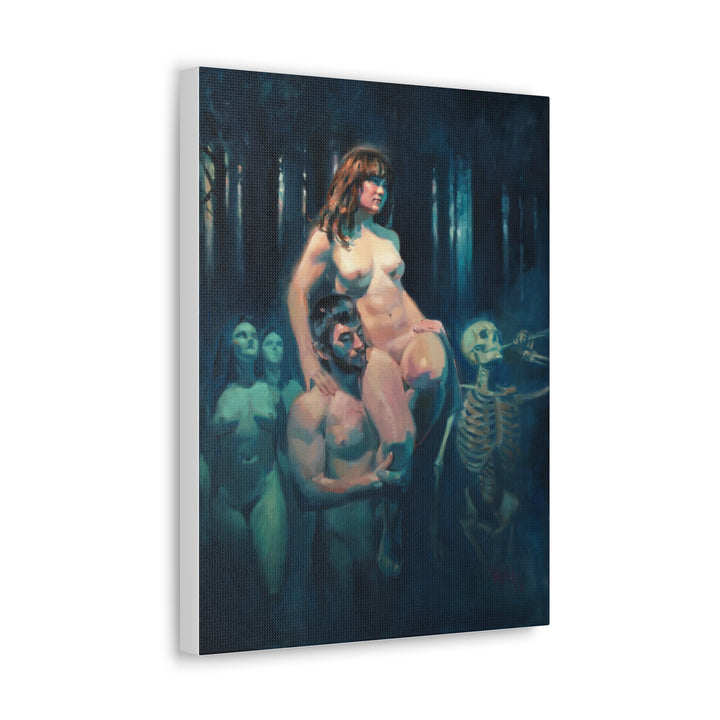 Canvas Wall Art — Surreal Nude & Skeleton Forest Painting Printify - Adam Benet Shaw