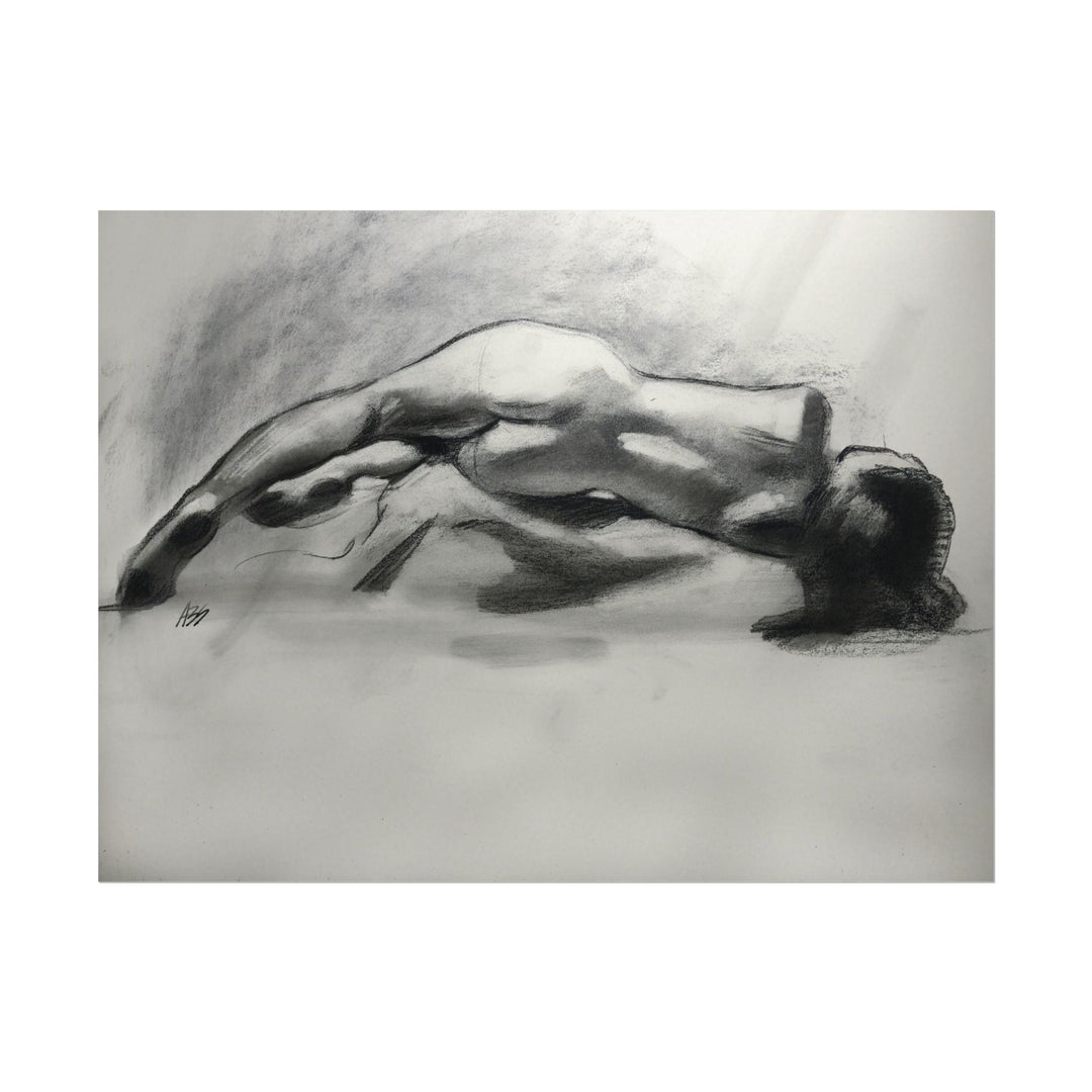 Figure Study Poster — Textured Charcoal Nude Art Print Printify - Adam Benet Shaw