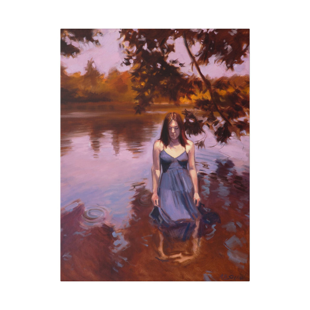 "Shallow Lake" Printed Canvas- Dreamy Lakeside Scene — Ethereal Water Portrait Stretched Art