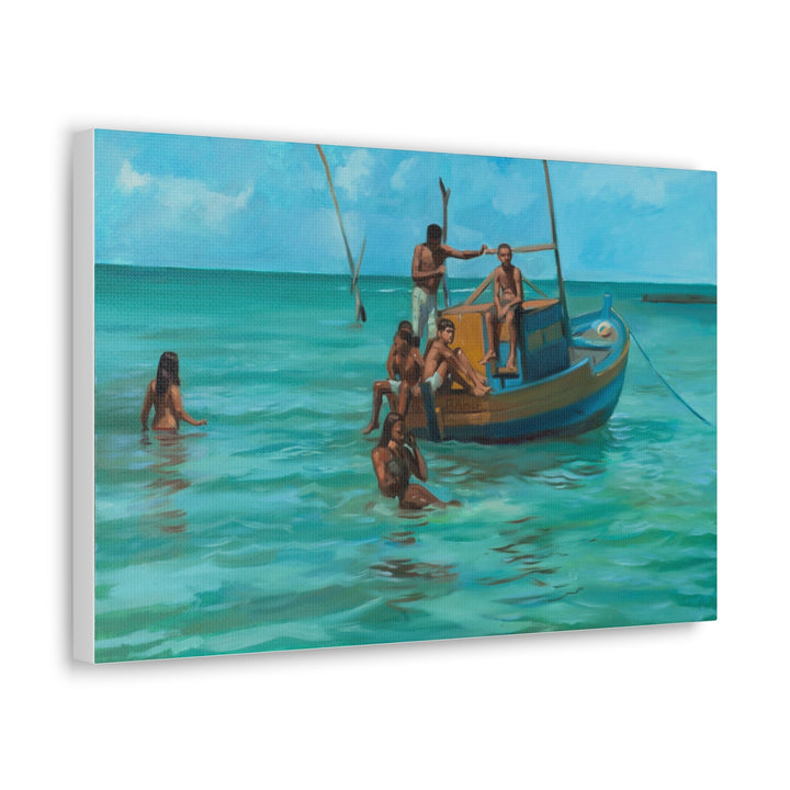 Beachside Boat Canvas Print — Tropical Seascape Wall Art Printify - Adam Benet Shaw