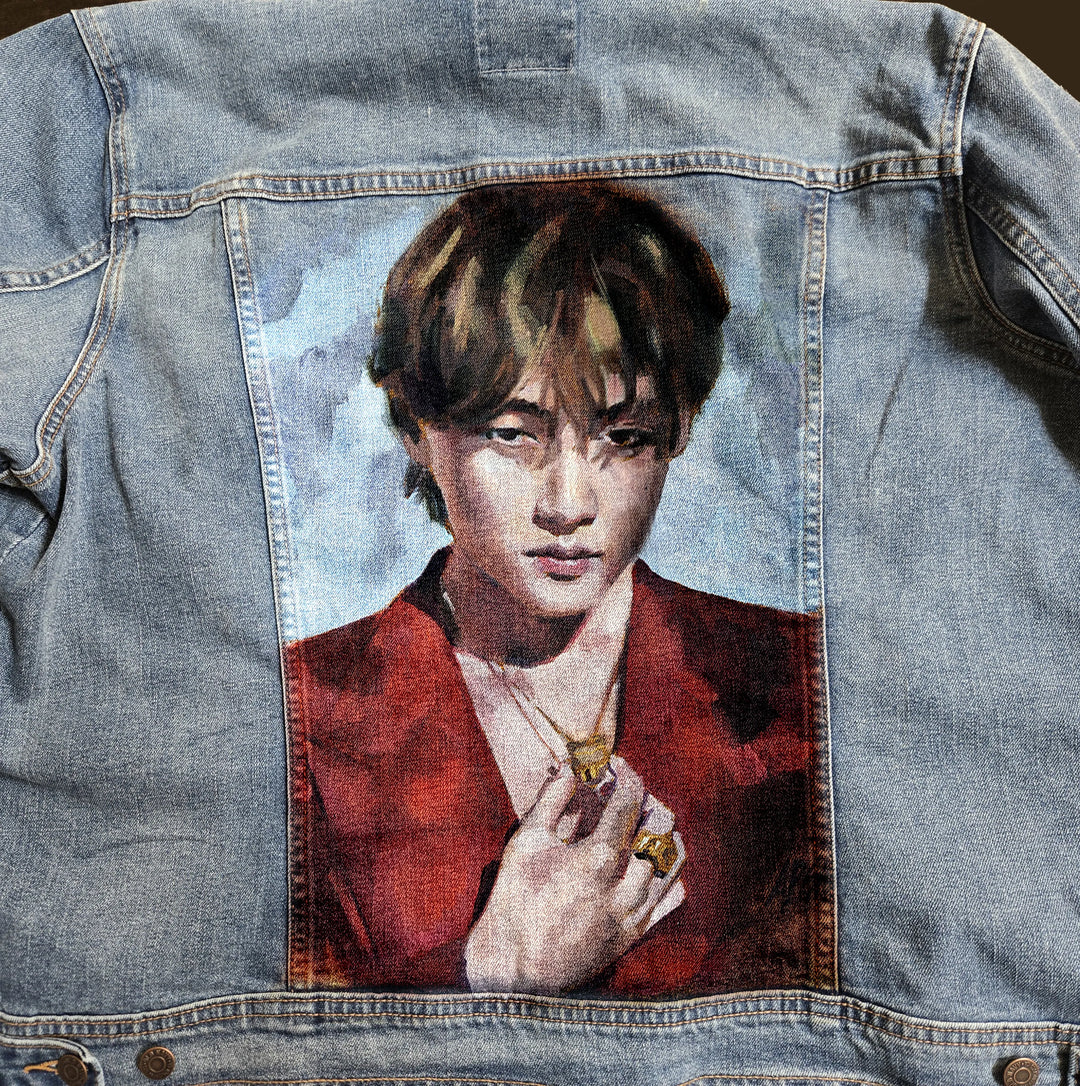 Custom Airbrushed K-pop Denim Jackets – Hand-Painted - Mens Fit