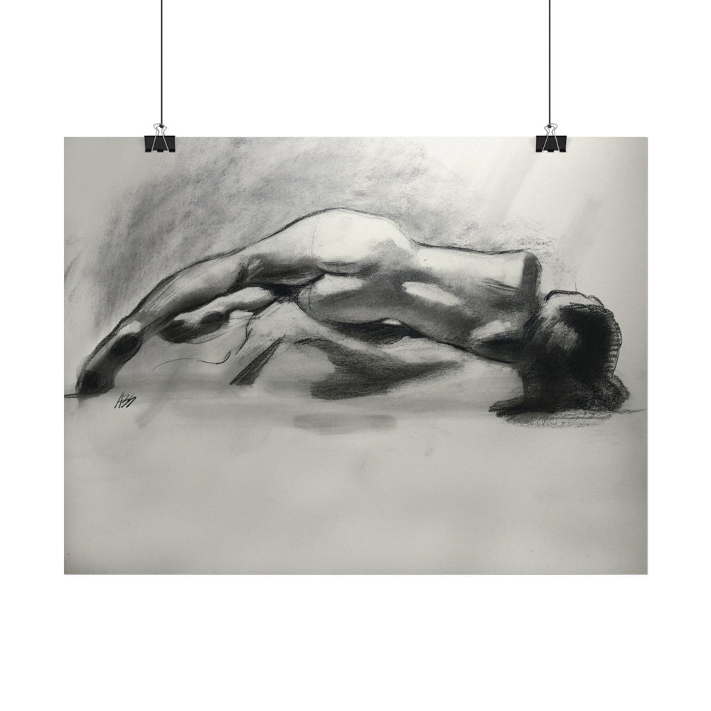 Figure Study Poster — Textured Charcoal Nude Art Print Printify - Adam Benet Shaw