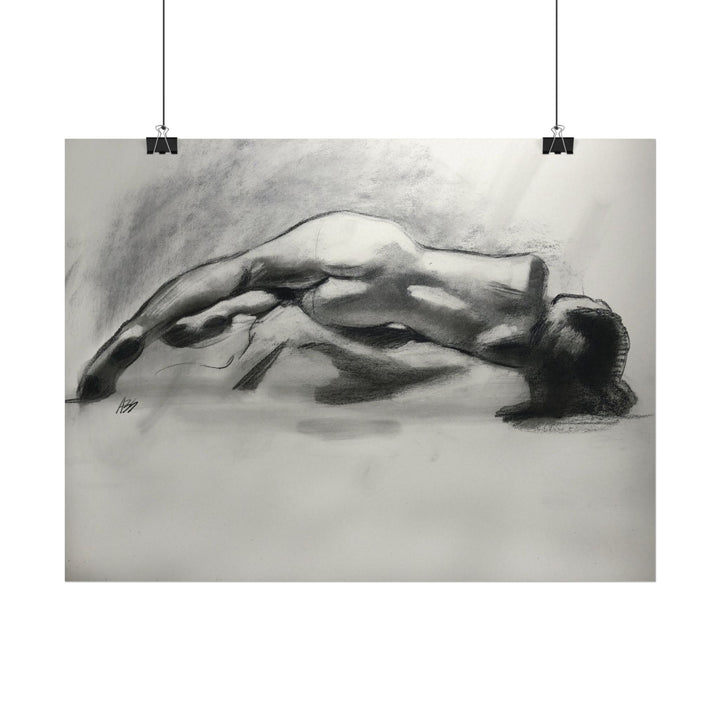 Figure Study Poster — Textured Charcoal Nude Art Print Printify - Adam Benet Shaw