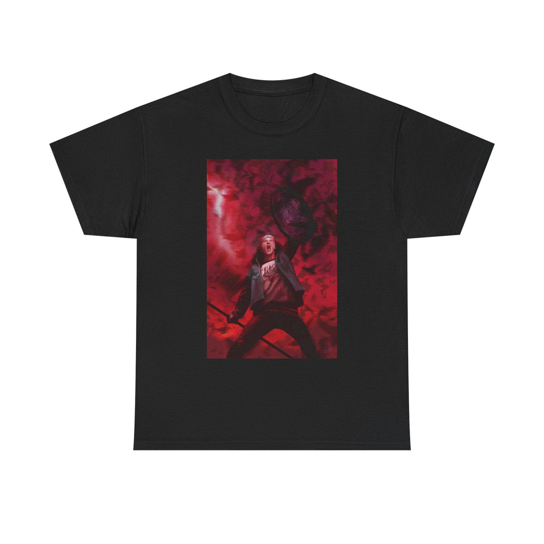 Horror Graphic Tee — "Eddie vs The Demonbats" Red Battle Design Printify - Adam Benet Shaw
