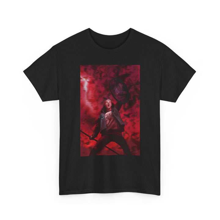 Horror Graphic Tee — "Eddie vs The Demonbats" Red Battle Design Printify - Adam Benet Shaw
