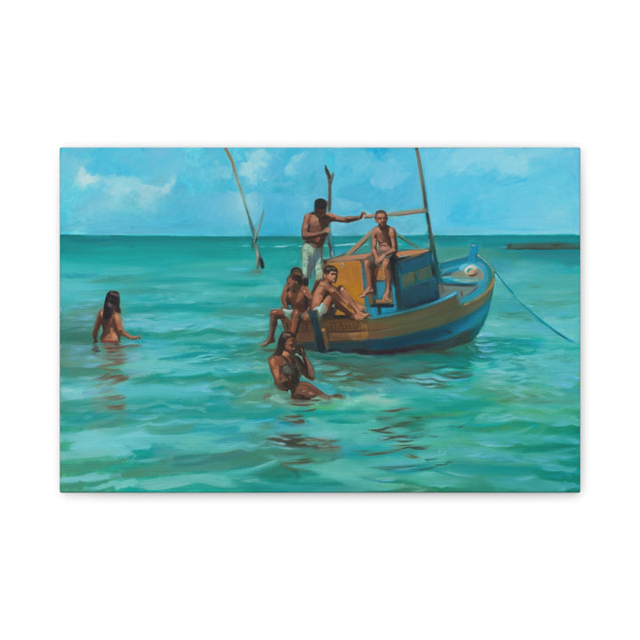 Beachside Boat Canvas Print — Tropical Seascape Wall Art Printify - Adam Benet Shaw