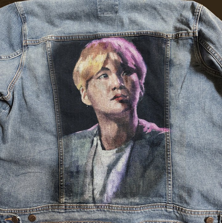Custom Airbrushed K-pop Denim Jackets – Hand-Painted - Mens Fit