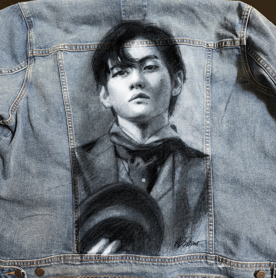 Custom Airbrushed K-pop Denim Jackets – Hand-Painted - Mens Fit