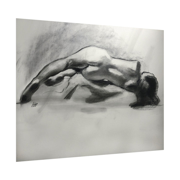 Figure Study Poster — Textured Charcoal Nude Art Print