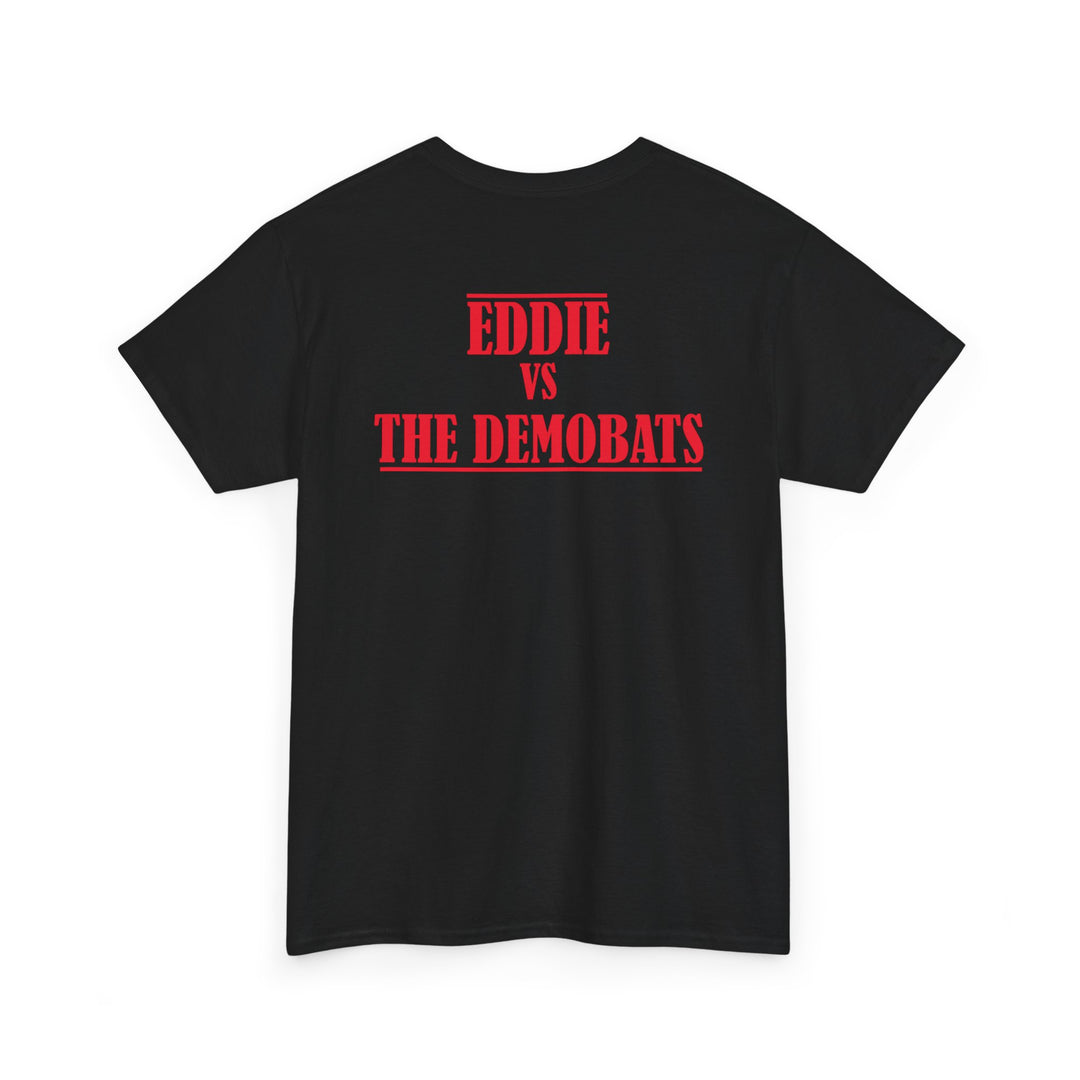 Horror Graphic Tee — "Eddie vs The Demonbats" Red Battle Design