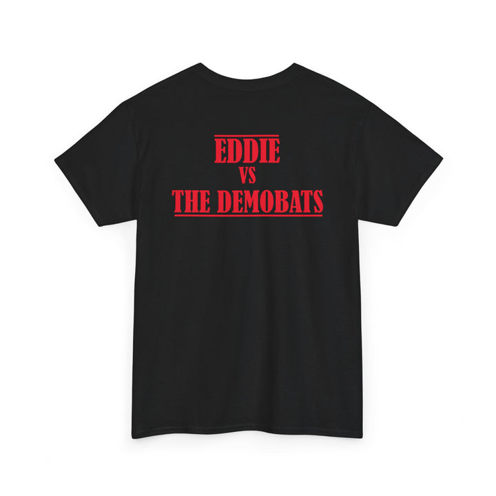Horror Graphic Tee — "Eddie vs The Demonbats" Red Battle Design
