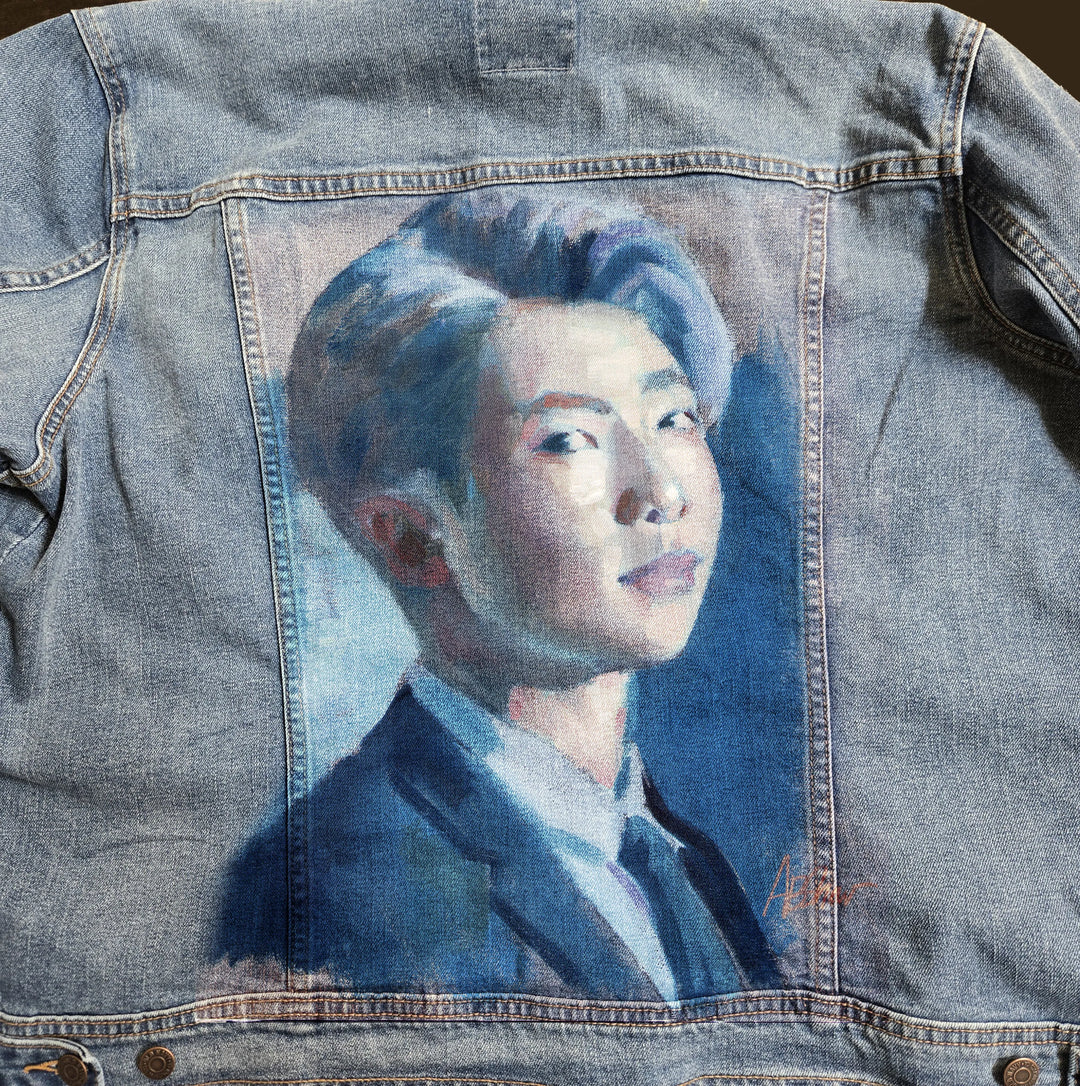 Custom Airbrushed K-pop Denim Jackets – Hand-Painted - Mens Fit