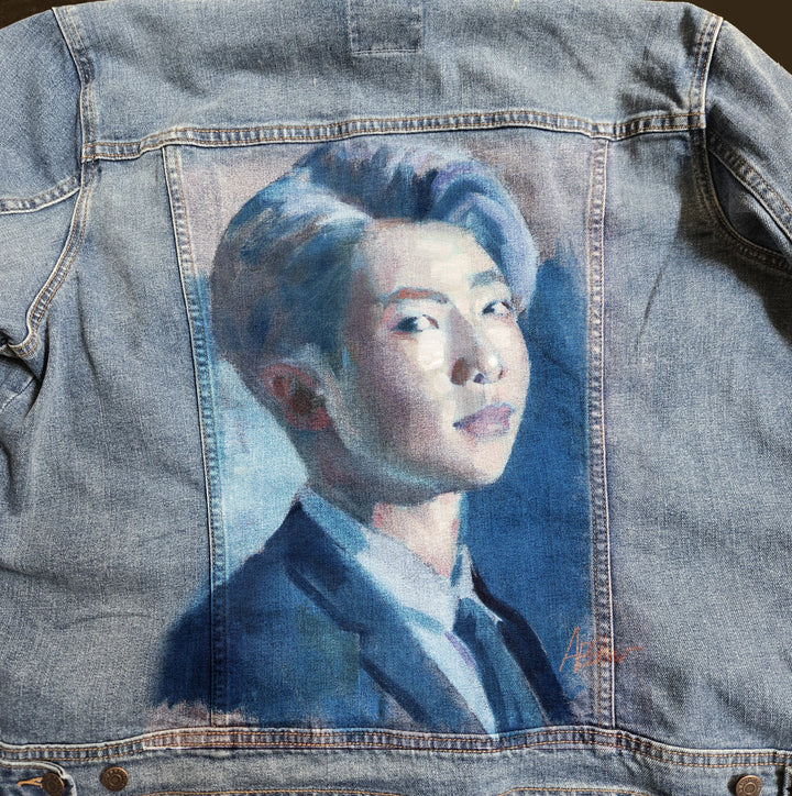 Custom Airbrushed K-pop Denim Jackets – Hand-Painted - Mens Fit