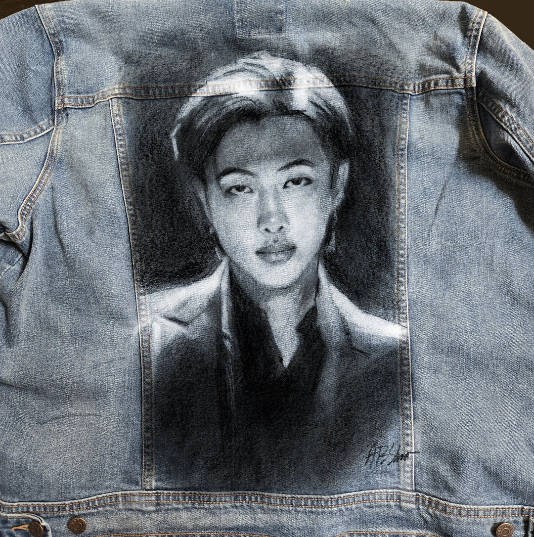 Custom Airbrushed K-pop Denim Jackets – Hand-Painted - Mens Fit