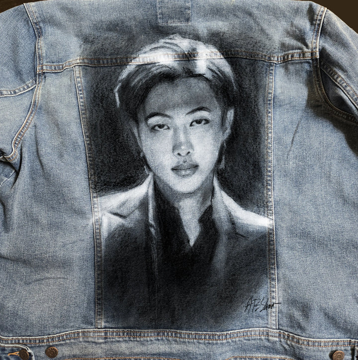 Custom Airbrushed K-pop Denim Jackets – Hand-Painted - Mens Fit