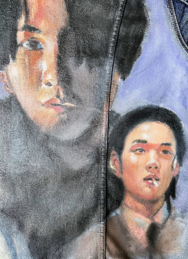 Agust D Custom Denim Jacket – Hand-Painted Airbrushed Agust D Jacket Pop Brush - Adam Benet Shaw