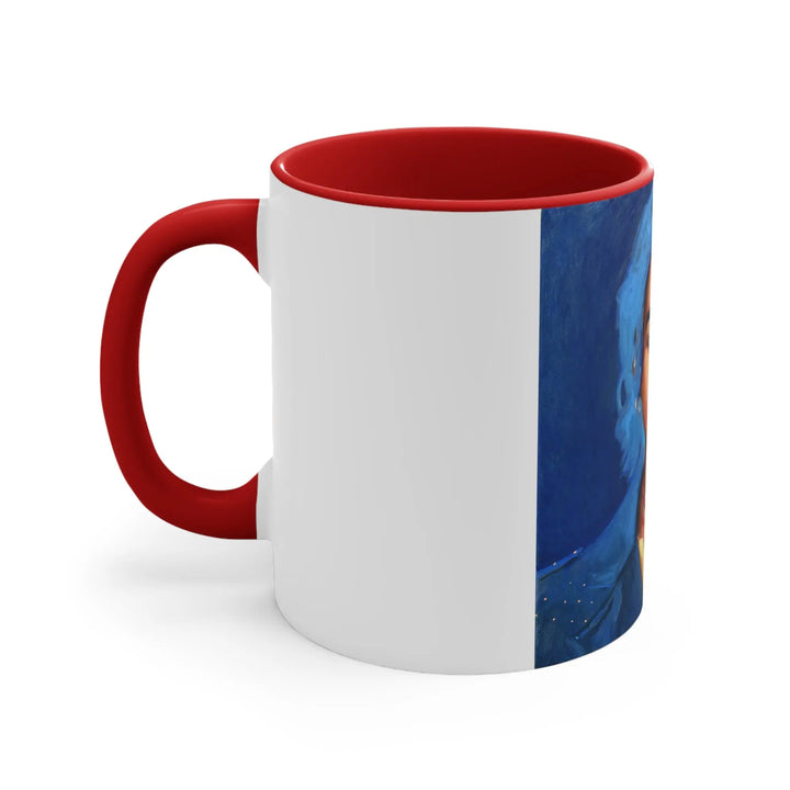Agust D/Suga of BTS Portrait Accent Mug | Split Blue Red Face Ceramic Coffee Cup Printify - Adam Benet Shaw