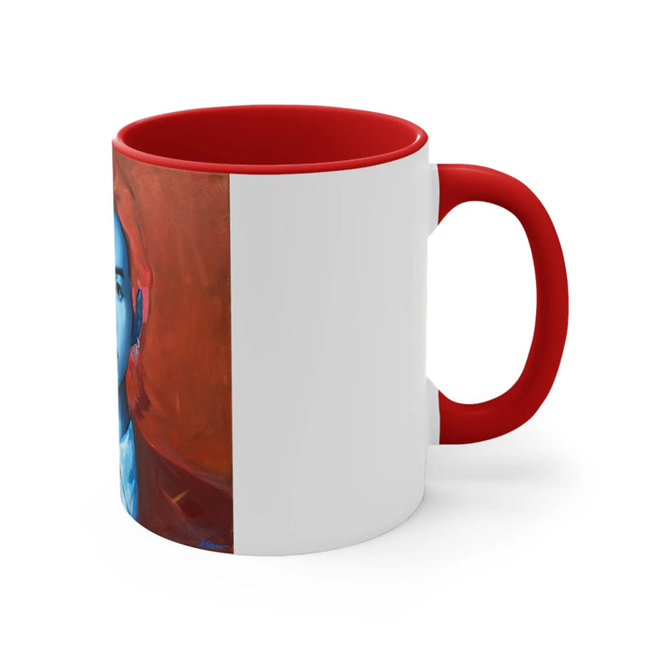 Agust D/Suga of BTS Portrait Accent Mug | Split Blue Red Face Ceramic Coffee Cup Printify - Adam Benet Shaw