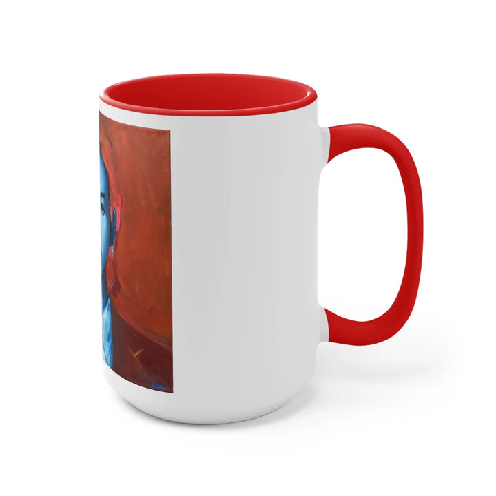 Agust D/Suga of BTS Portrait Accent Mug | Split Blue Red Face Ceramic Coffee Cup Printify - Adam Benet Shaw
