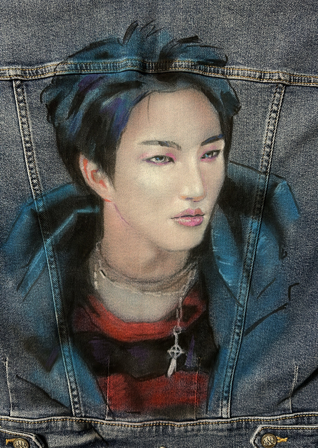 Seonghwa ATEEZ Custom Denim Jacket – Hand-Painted Airbrushed Seonghwa Jacket