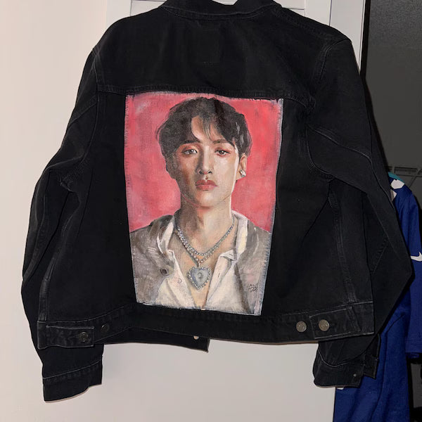 Bang Chan Stray Kids Denim Jacket – Hand-Painted Airbrushed Bang Chan Jacket Pop Brush - Adam Benet Shaw