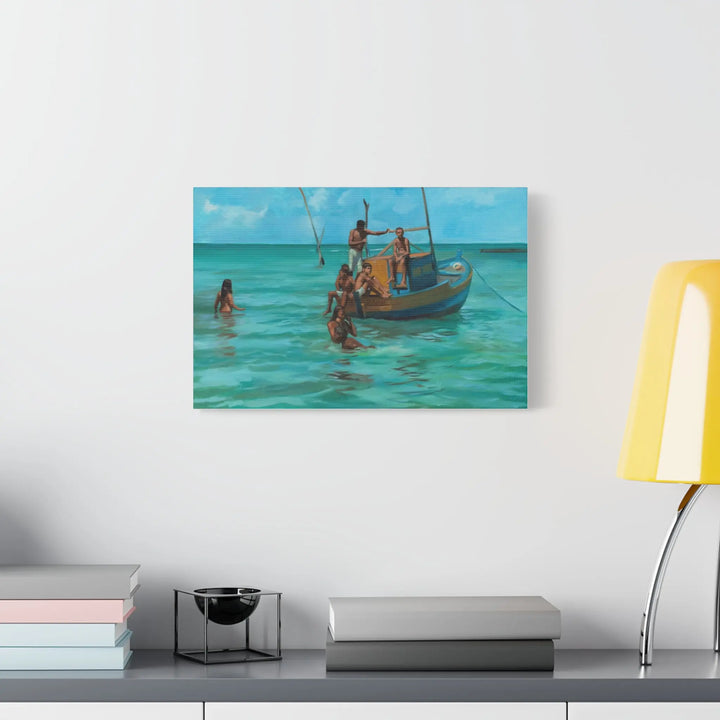 Beachside Boat Canvas Print — Tropical Seascape Wall Art Printify - Adam Benet Shaw