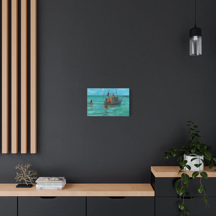Beachside Boat Canvas Print — Tropical Seascape Wall Art Printify - Adam Benet Shaw