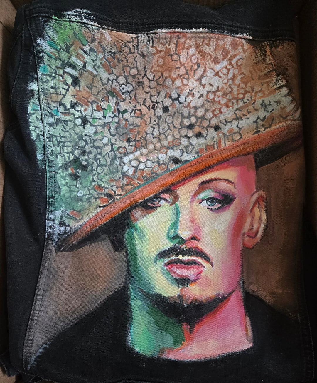 Boy George Custom Denim Jacket – Hand-Painted Airbrushed Boy George Jacket Pop Brush - Adam Benet Shaw