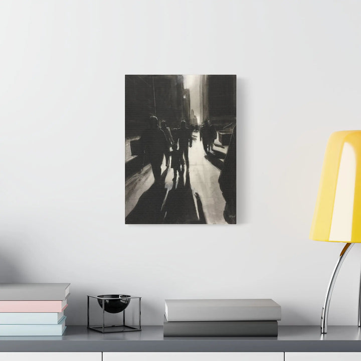 City Street Shadows Canvas Art — Black & White Urban Silhouette Wall Decor Printify - Adam Benet Shaw