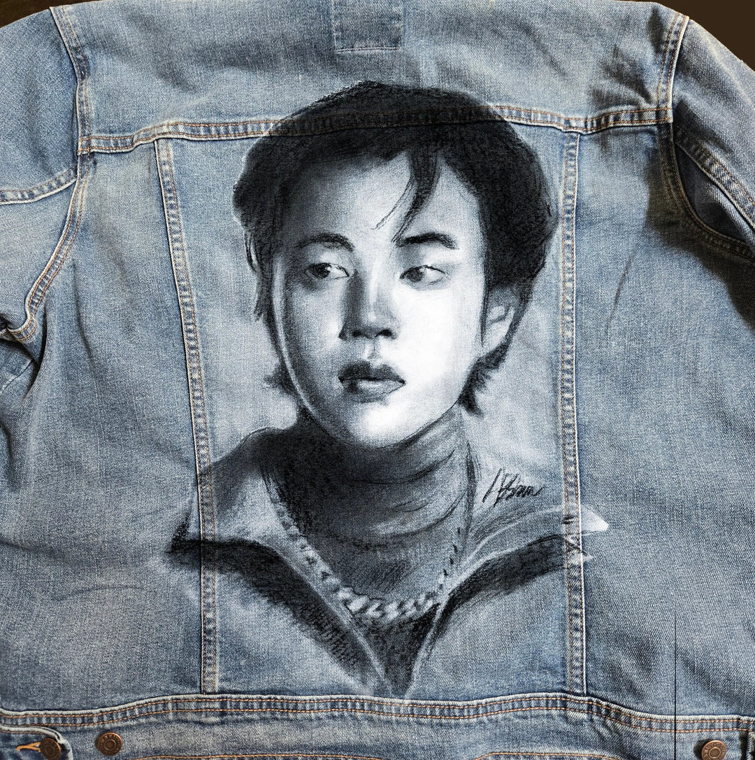 Custom Airbrushed Denim Jacket – Hand-Painted - You Choose Design Pop Brush - Adam Benet Shaw