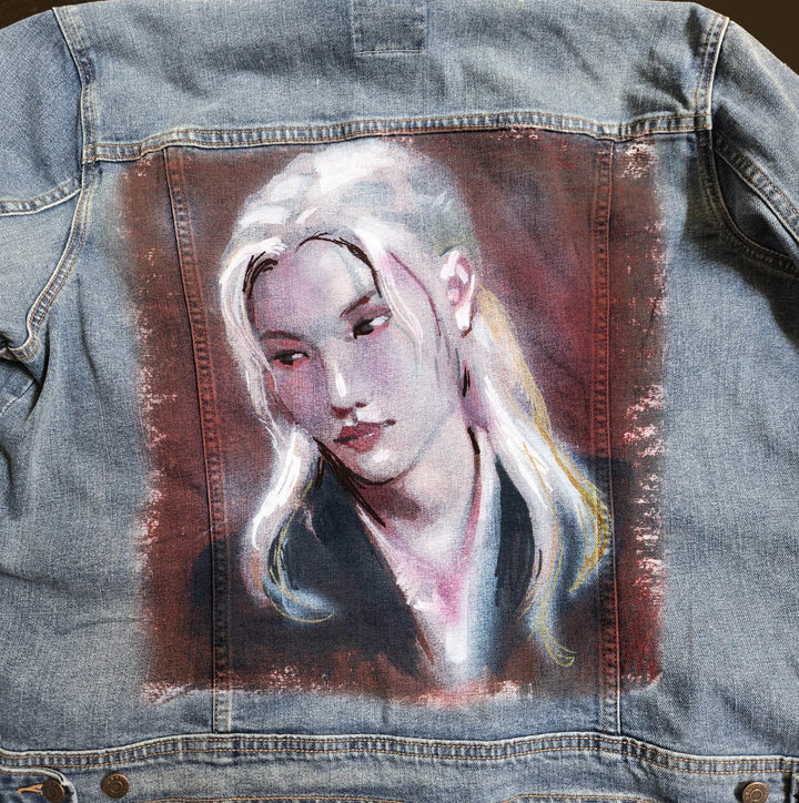 Custom Airbrushed Denim Jacket – Hand-Painted - You Choose Design Pop Brush - Adam Benet Shaw