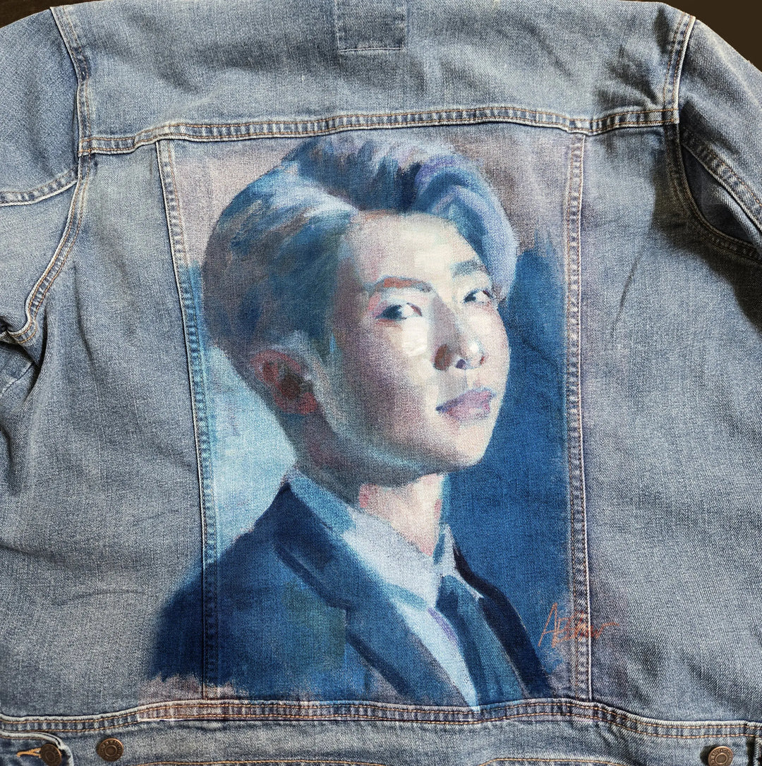Custom Airbrushed K-pop Denim Jackets – Hand-Painted - Mens Fit Pop Brush - Adam Benet Shaw