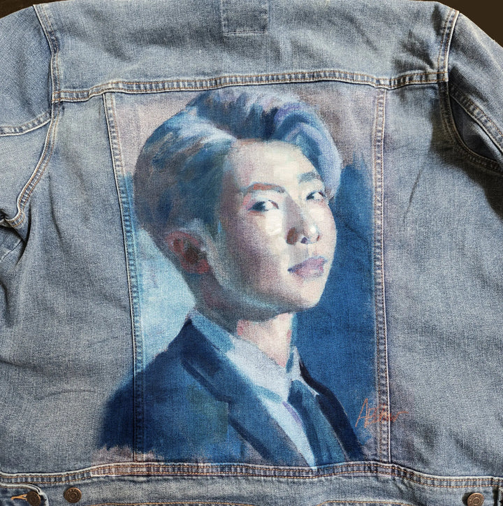 Custom Airbrushed K-pop Denim Jackets – Hand-Painted - Mens Fit Pop Brush - Adam Benet Shaw