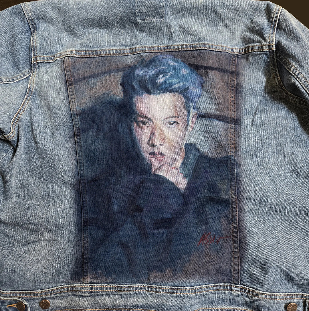 Custom Airbrushed K-pop Denim Jackets – Hand-Painted - Mens Fit Pop Brush - Adam Benet Shaw