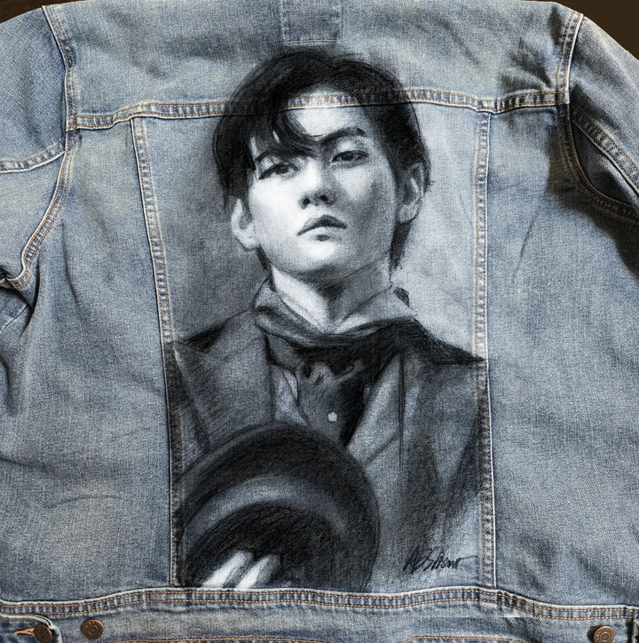 Custom Airbrushed K-pop Denim Jackets – Hand-Painted - Mens Fit Pop Brush - Adam Benet Shaw