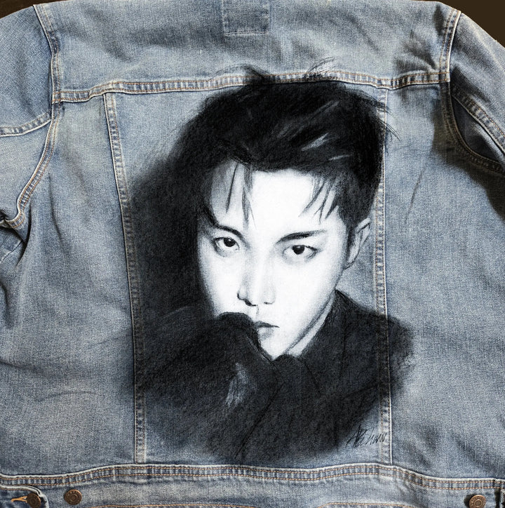 Custom Airbrushed K-pop Denim Jackets – Hand-Painted - Mens Fit Pop Brush - Adam Benet Shaw