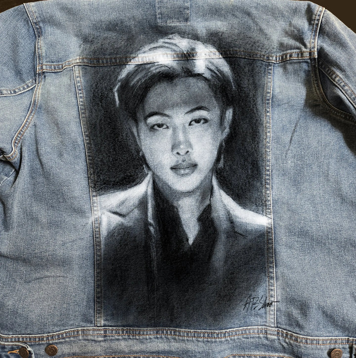 Custom Airbrushed K-pop Denim Jackets – Hand-Painted - Mens Fit Pop Brush - Adam Benet Shaw