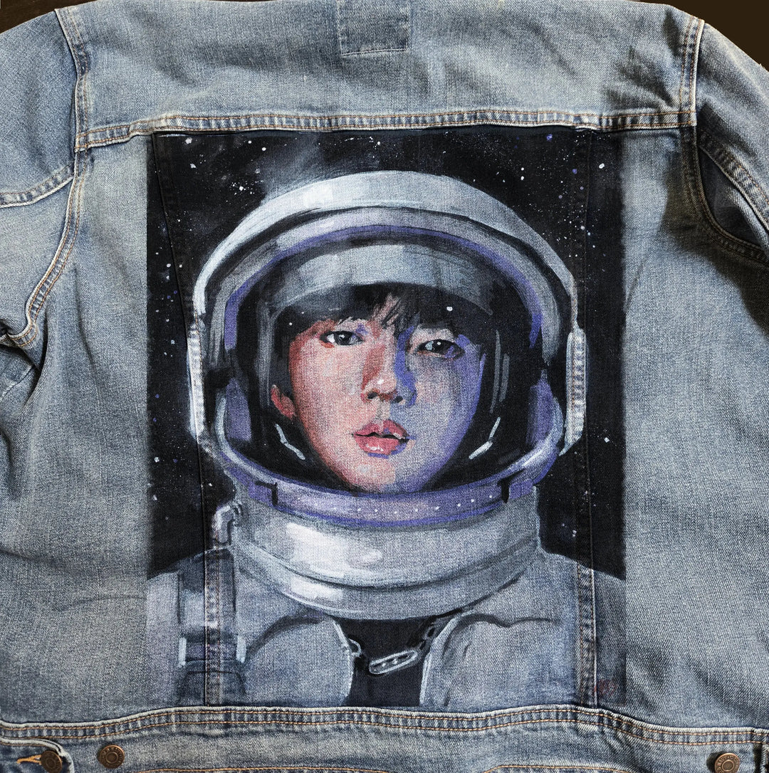 Custom Airbrushed K-pop Denim Jackets – Hand-Painted - Mens Fit Pop Brush - Adam Benet Shaw