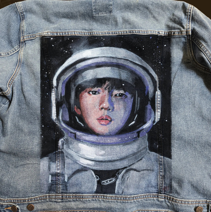 Custom Airbrushed K-pop Denim Jackets – Hand-Painted - Mens Fit Pop Brush - Adam Benet Shaw