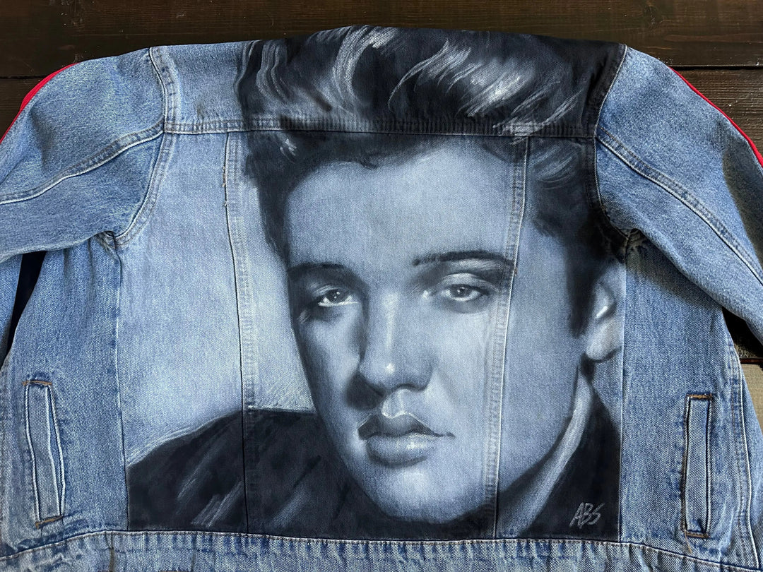 Hand-painted Elvis Presley design on denim jacket