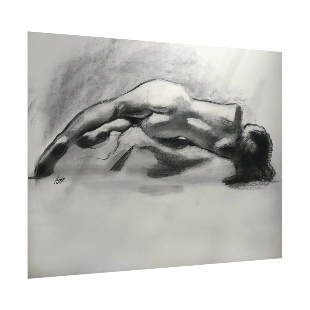 Figure Study Poster — Textured Charcoal Nude Art Print Printify - Adam Benet Shaw
