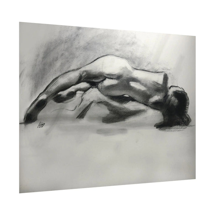Figure Study Poster — Textured Charcoal Nude Art Print Printify - Adam Benet Shaw