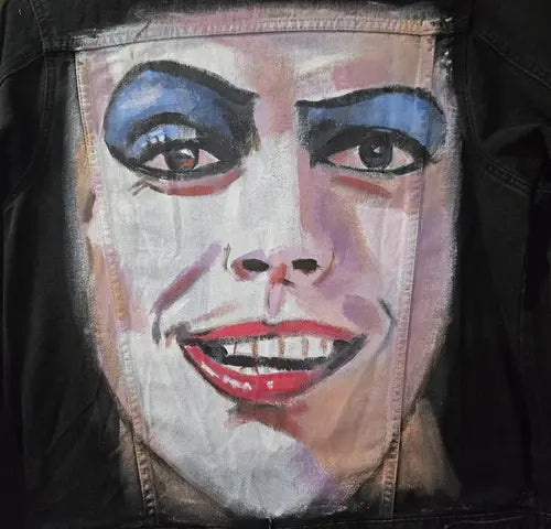 Frank-N-Furter Denim Jacket – Hand-Painted Airbrushed Rocky Horror Jacket Pop Brush - Adam Benet Shaw