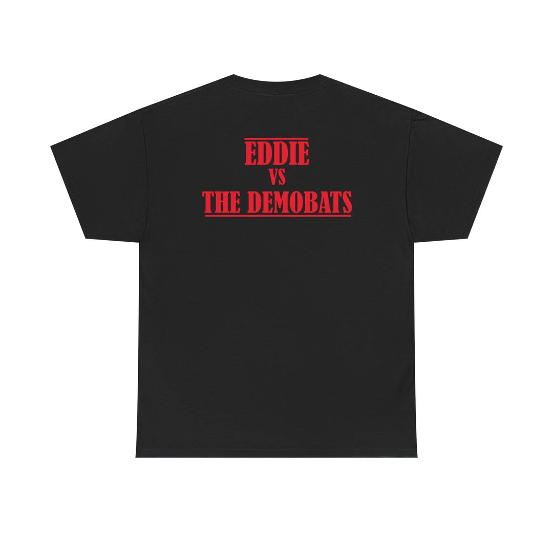 Horror Graphic Tee — "Eddie vs The Demonbats" Red Battle Design Printify - Adam Benet Shaw