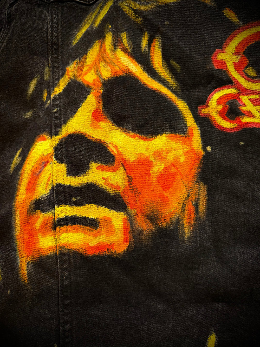 Ozzy Osbourne Denim Jacket – Hand-Painted Airbrushed Ozzy Jacket Pop Brush - Adam Benet Shaw