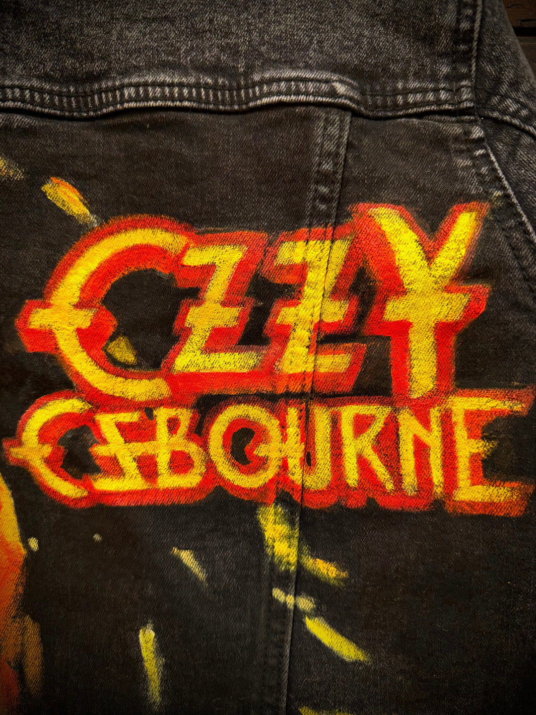 Ozzy Osbourne Denim Jacket – Hand-Painted Airbrushed Ozzy Jacket Pop Brush - Adam Benet Shaw
