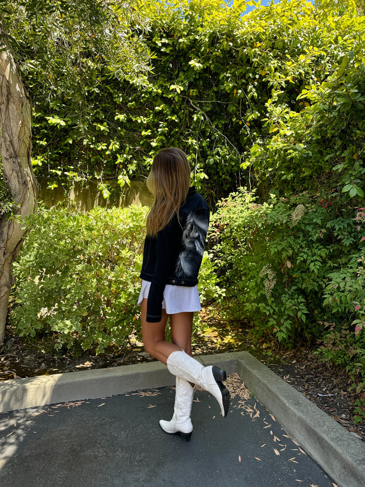 Taylor Swift Tortured Poets Denim Jacket – Hand-Painted “TTPD” Era Fan Art