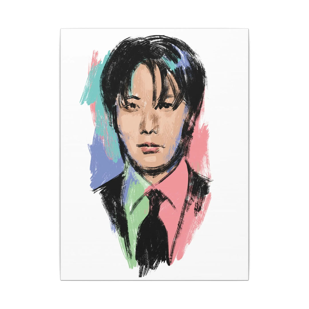 J-Hope of BTS Portrait Canvas Print — Colorful Portrait Matte Stretched Wall Art Printify - Adam Benet Shaw